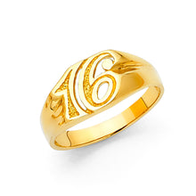 Ioka Jewelry - 14K Yellow Solid Gold Sweet 16 Birthday Simple Ring