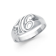 Ioka Jewelry - 14K White Solid Gold Sweet 16 Birthday Simple Ring