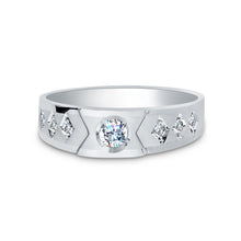 Ioka Jewelry - 14K White Solid Gold Cubic Zirconia CZ Ring Men's Band