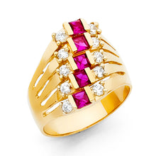 Ioka Jewelry - 14K Yellow Solid Gold Cubic Zirconia CZ Purple Semanario Ring