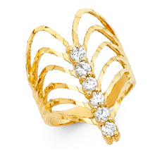 Ioka Jewelry - 14K Yellow Solid Gold Cubic Zirconia CZ 6 Stone Semanario Ring