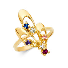 Ioka Jewelry - 14K Yellow Solid Gold Cubic Zirconia CZ Multicolor Fancy Mothers Ring