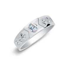 Ioka Jewelry - 14K White Solid Gold Cubic Zirconia CZ Ring Men's Band