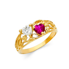 Ioka Jewelry - 14K Yellow Solid Gold Cubic Zirconia CZ Dual Stone Mothers Ring