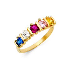 Ioka Jewelry - 14K Yellow Solid Gold Cubic Zirconia CZ 5 Stone Mothers Ring