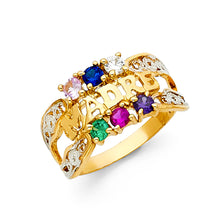 Ioka Jewelry - 14K Two Tone Solid Gold Cubic Zirconia CZ 6 Stone Madre Ring