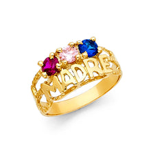 Ioka Jewelry - 14K Yellow Solid Gold Cubic Zirconia CZ Tri Stone Madre Ring