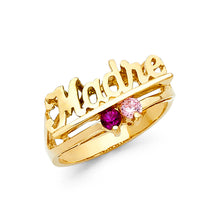 Ioka Jewelry - 14K Yellow Solid Gold Cubic Zirconia CZ Dual Stone Madre Ring