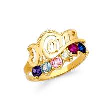 Ioka Jewelry - 14K Yellow Solid Gold Cubic Zirconia CZ 6 Stone Mom Ring