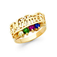 Ioka Jewelry - 14K Yellow Solid Gold Cubic Zirconia CZ Quad Stone Mama Ring