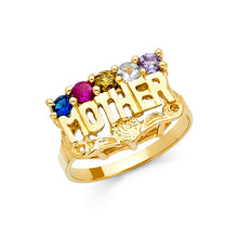 Ioka Jewelry - 14K Yellow Solid Gold Cubic Zirconia CZ 5 Stone Mothers Ring