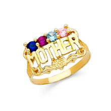 Ioka Jewelry - 14K Yellow Solid Gold Cubic Zirconia CZ Quad Stone Mothers Ring