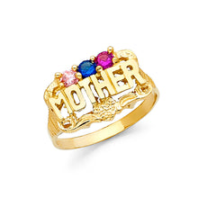 Ioka Jewelry - 14K Yellow Solid Gold Cubic Zirconia CZ Tri Stone Mothers Ring