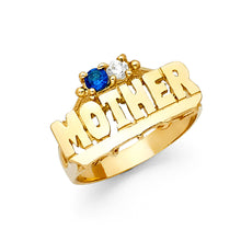 Ioka Jewelry - 14K Yellow Solid Gold Cubic Zirconia CZ Dual Stone Mothers Ring