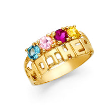Ioka Jewelry - 14K Yellow Solid Gold Cubic Zirconia CZ Quad Stone Mothers Ring