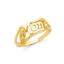 Ioka Jewelry - 14K Yellow Solid Gold Plain Mom Ring
