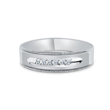 Ioka Jewelry - 14K White Solid Gold Cubic Zirconia CZ Ring Men's Band