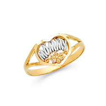Ioka Jewelry - 14K Two Tone Solid Gold Heart Mommy Ring
