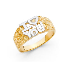 Ioka Jewelry - 14K Two Tone Solid Gold I Love You Ring