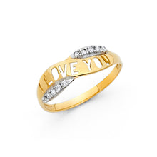 Ioka Jewelry - 14K Yellow Solid Gold Cubic Zirconia CZ I Love You Ring