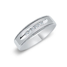 Ioka Jewelry - 14K White Solid Gold Cubic Zirconia CZ Ring Men's Band