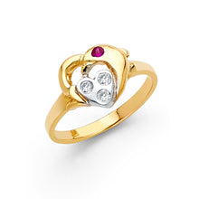 Ioka Jewelry - 14K Two Tone Solid Gold Dolphin Heart Friendship Ring