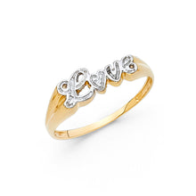 Ioka Jewelry - 14K Two Tone Solid Gold Love Ring