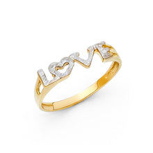 Ioka Jewelry - 14K Two Tone Solid Gold Love Ring