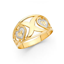 Ioka Jewelry - 14K Two Tone Solid Gold Fancy Heart Ring