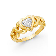 Ioka Jewelry - 14K Two Tone Solid Gold Fancy XO Heart Ring