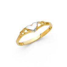Ioka Jewelry - 14K Two Tone Solid Gold Fancy Heart Plain Ring