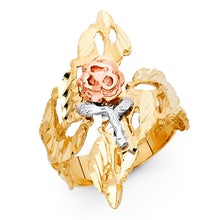 Ioka Jewelry - 14K Tri Color Solid Gold Fancy Flower Ring