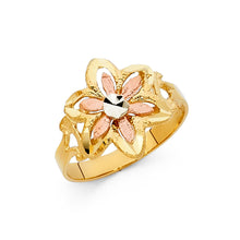 Ioka Jewelry - 14K Tri Color Solid Gold Fancy Star Flower Ring