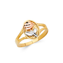 Ioka Jewelry - 14K Tri Color Solid Gold Fancy Flower Ring