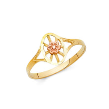 Ioka Jewelry - 14K Two Tone Solid Gold Fancy Flower Ring