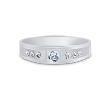 Ioka Jewelry - 14K White Solid Gold Cubic Zirconia CZ Ring Men's Band