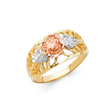 Ioka Jewelry - 14K Tri Color Solid Gold Fancy Flower Ring