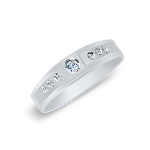 Ioka Jewelry - 14K White Solid Gold Cubic Zirconia CZ Ring Men's Band