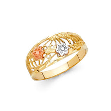 Ioka Jewelry - 14K Tri Color Solid Gold Fancy Flower Ring