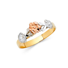 Ioka Jewelry - 14K Tri Color Solid Gold Fancy Tri Flower Ring