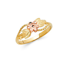 Ioka Jewelry - 14K Two Tone Solid Gold Fancy Flower Ring