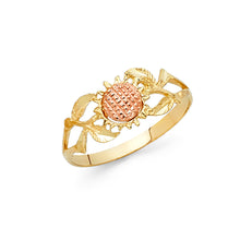Ioka Jewelry - 14K Two Tone Solid Gold Fancy Flower Ring