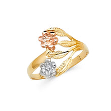 Ioka Jewelry - 14K Tri Color Solid Gold Fancy Flower Ring