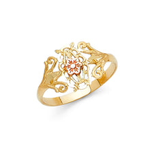 Ioka Jewelry - 14K Tri Color Solid Gold Fancy Flower Ring