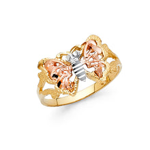 Ioka Jewelry - 14K Tri Color Solid Gold Fancy Butterfly Ring