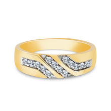 Ioka Jewelry - 14K Yellow Solid Gold Cubic Zirconia CZ Ring Men's Band