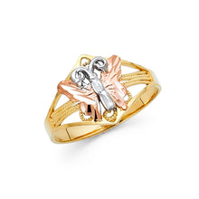 Ioka Jewelry - 14K Tri Color Solid Gold Fancy Butterfly Ring