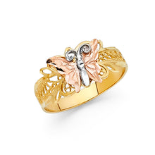 Ioka Jewelry - 14K Two Tone Solid Gold Fancy Butterfly Ring