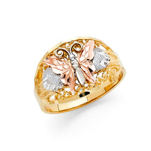 Ioka Jewelry - 14K Tri Color Solid Gold Fancy Butterfly Ring
