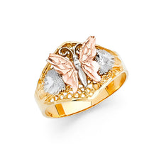 Ioka Jewelry - 14K Tri Color Solid Gold Fancy Butterfly Ring